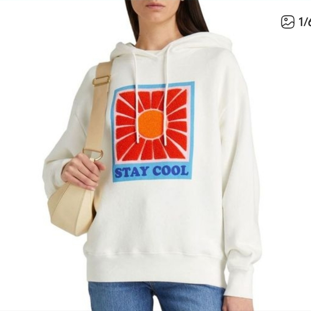 Sandro Cream Philario Graphic Hoodie Sweater